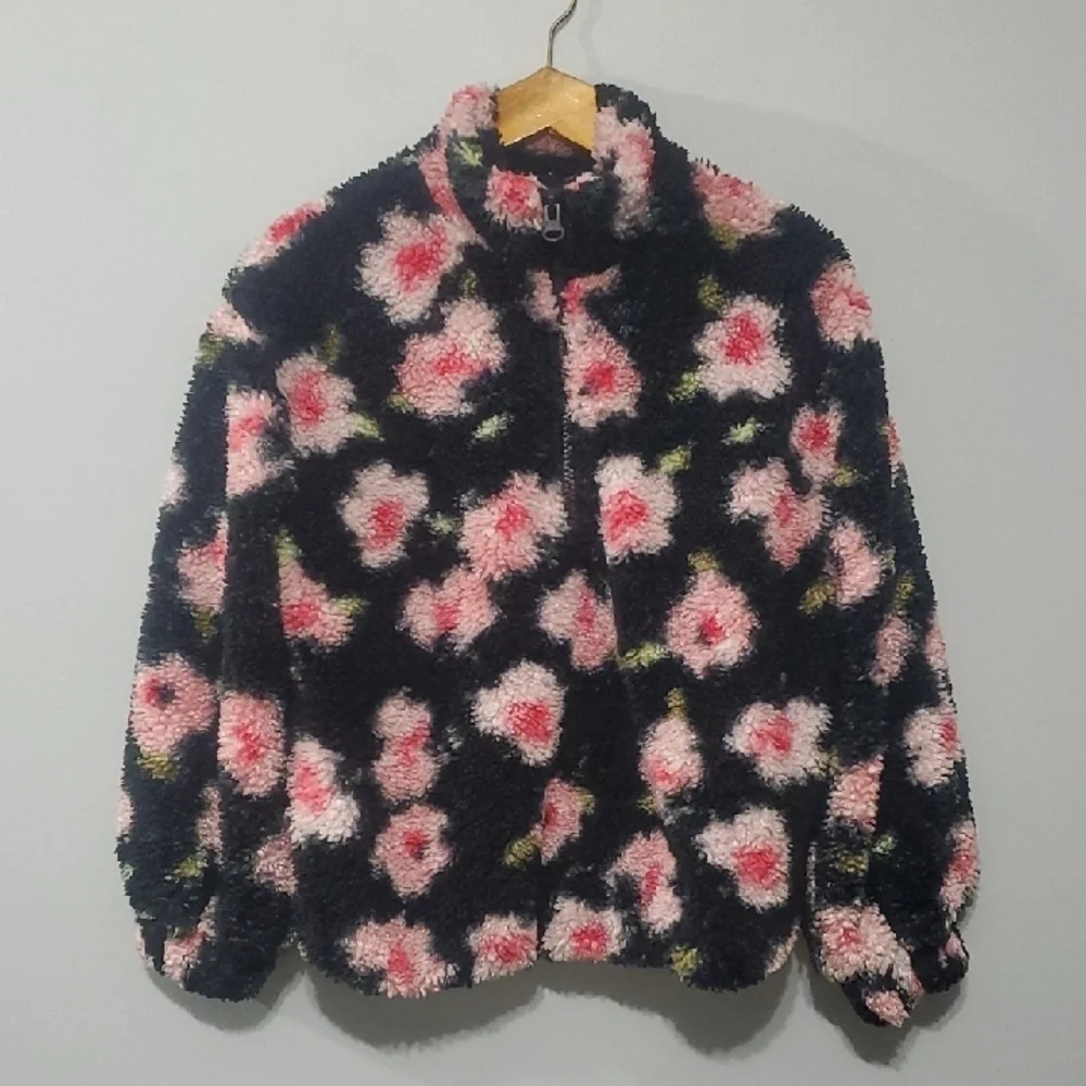 Sandy Liang X Target Jacket Women's XS Black Colorpop NYC Fleece Floral Sherpa‎